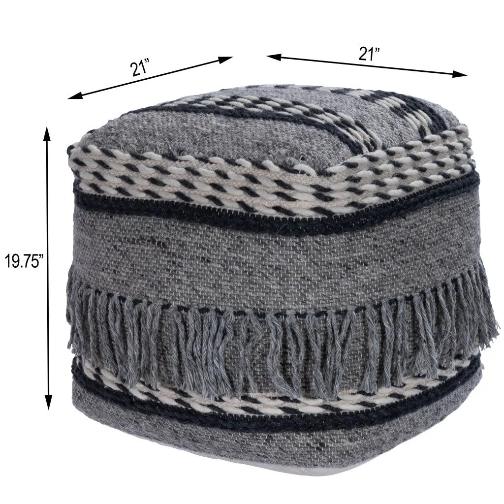 21" Gray Pouf Ottoman Homeroots Living Room