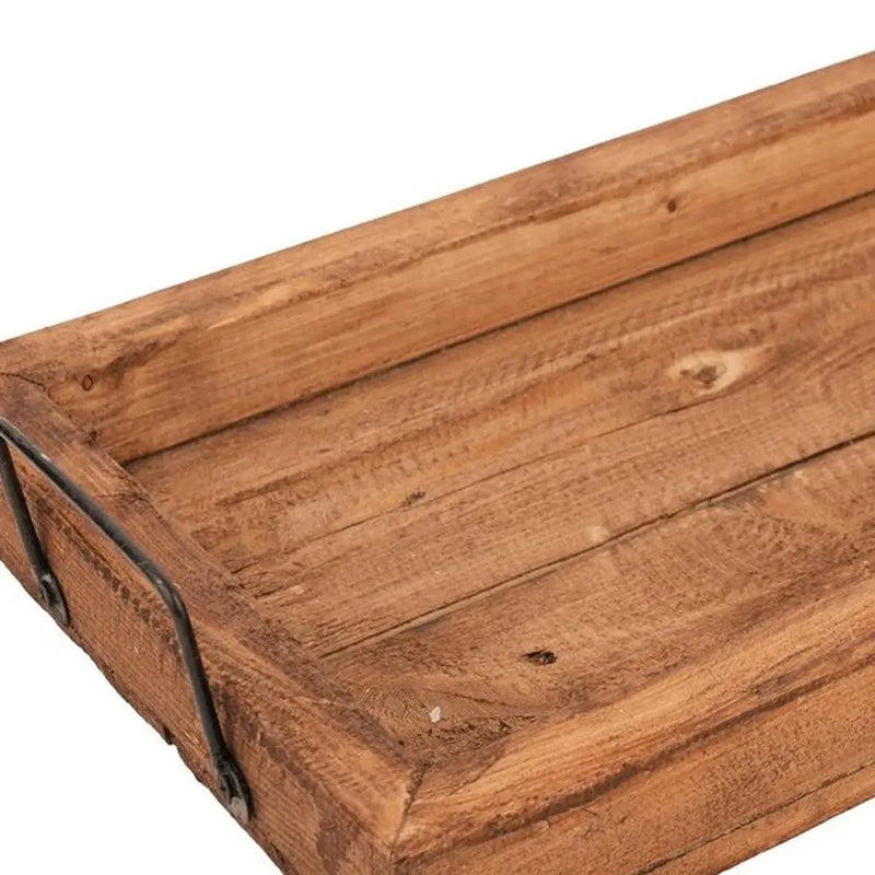21" Natural Solid Wood Handmade Serving Tray With Handles Homeroots Kitchen & Dining