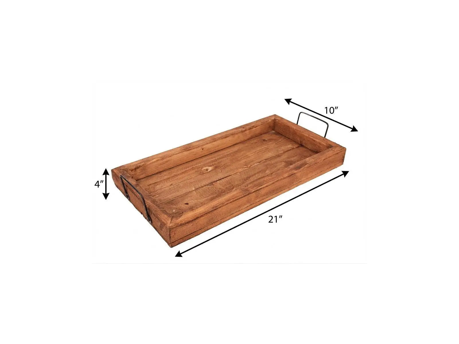 21" Natural Solid Wood Handmade Serving Tray With Handles Homeroots Kitchen & Dining