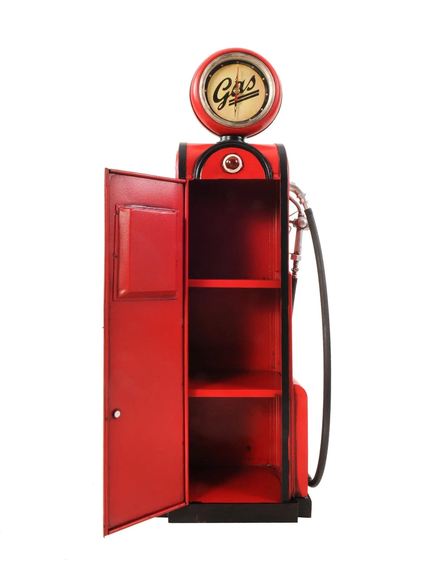 21" Red Metal Hand Painted Gas Pump Clock Sculpture Homeroots Home Decor