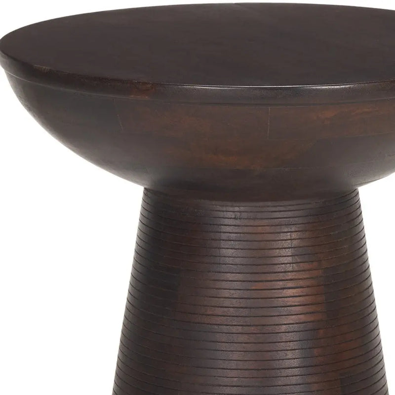 21" Redwood Solid Wood Round Pedestal End Table Homeroots Living Room