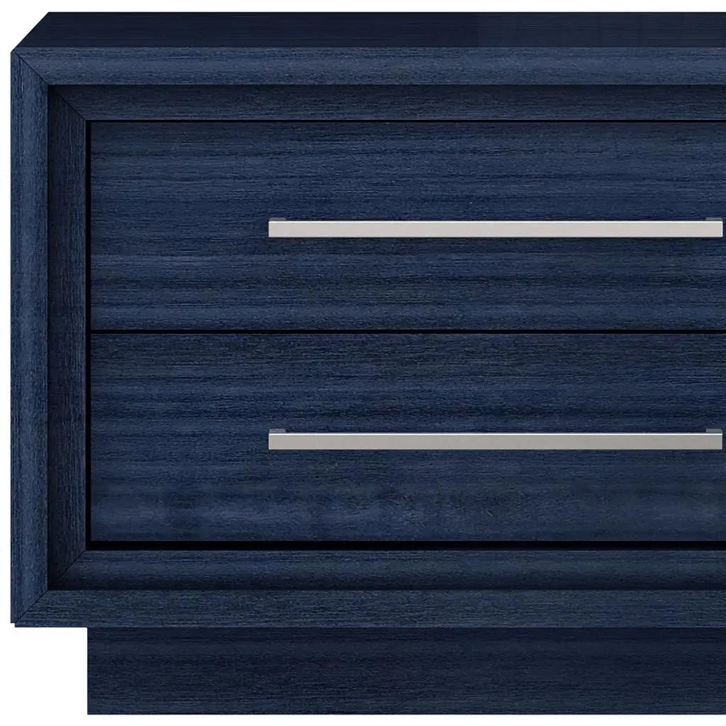 21" Sapphire Blue Wood Two Drawer Nightstand Homeroots Bed & Bath