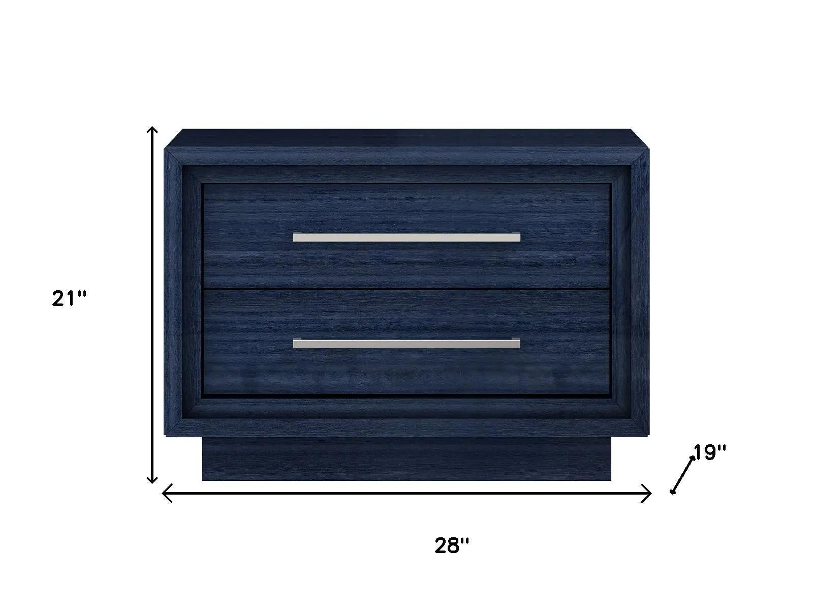 21" Sapphire Blue Wood Two Drawer Nightstand Homeroots Bed & Bath
