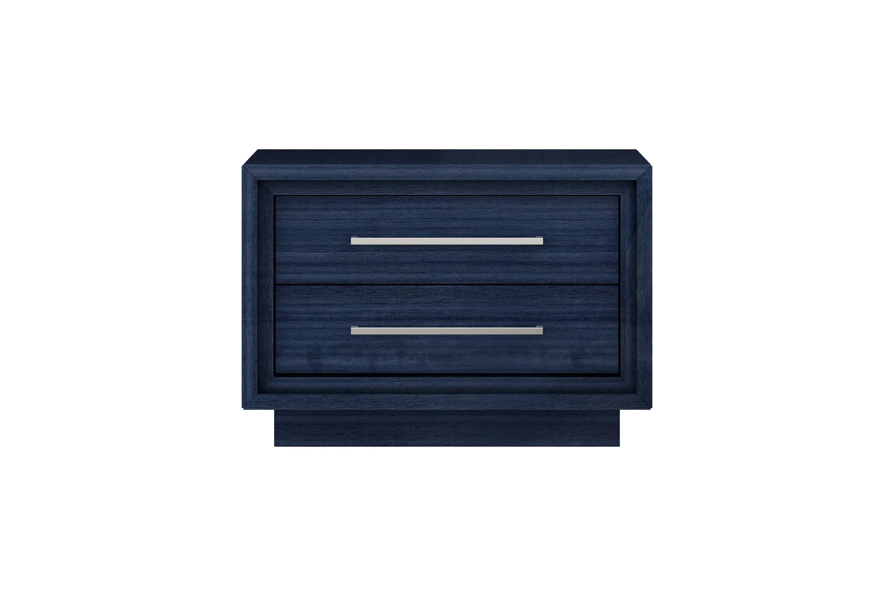 21" Sapphire Blue Wood Two Drawer Nightstand Homeroots Bed & Bath