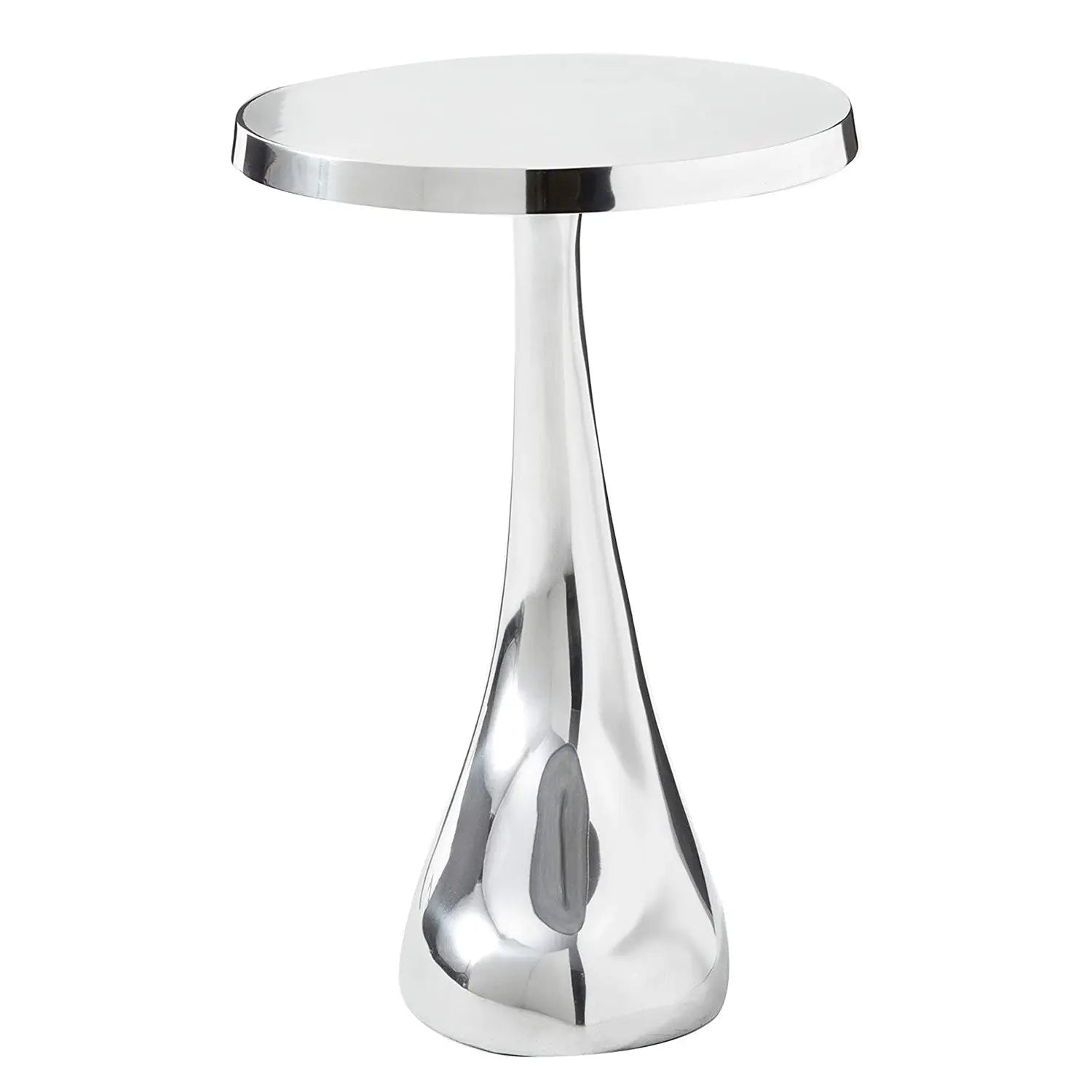 21" Silver Aluminum Round Abstract End Table Homeroots Living Room