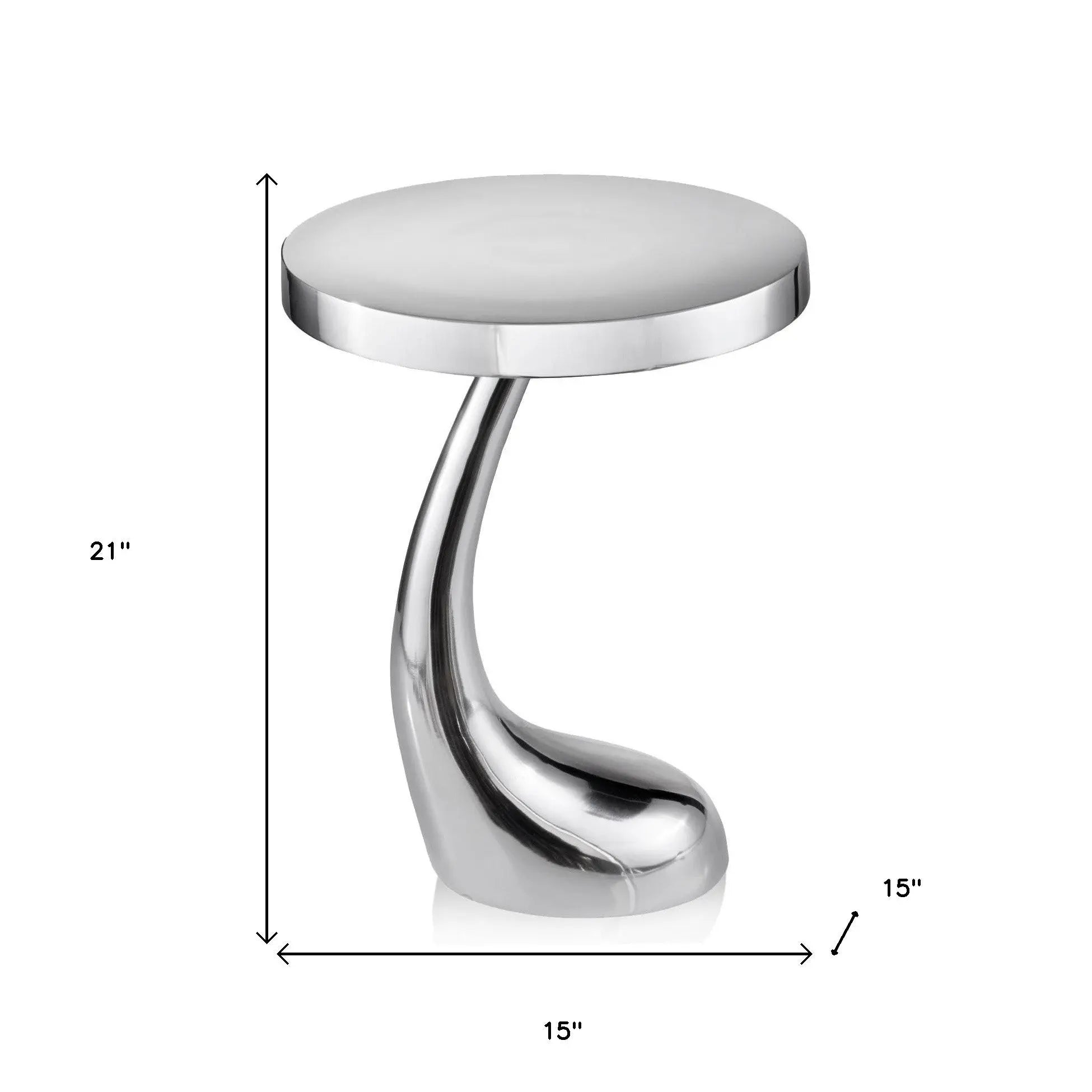 21" Silver Aluminum Round Abstract End Table Homeroots Living Room