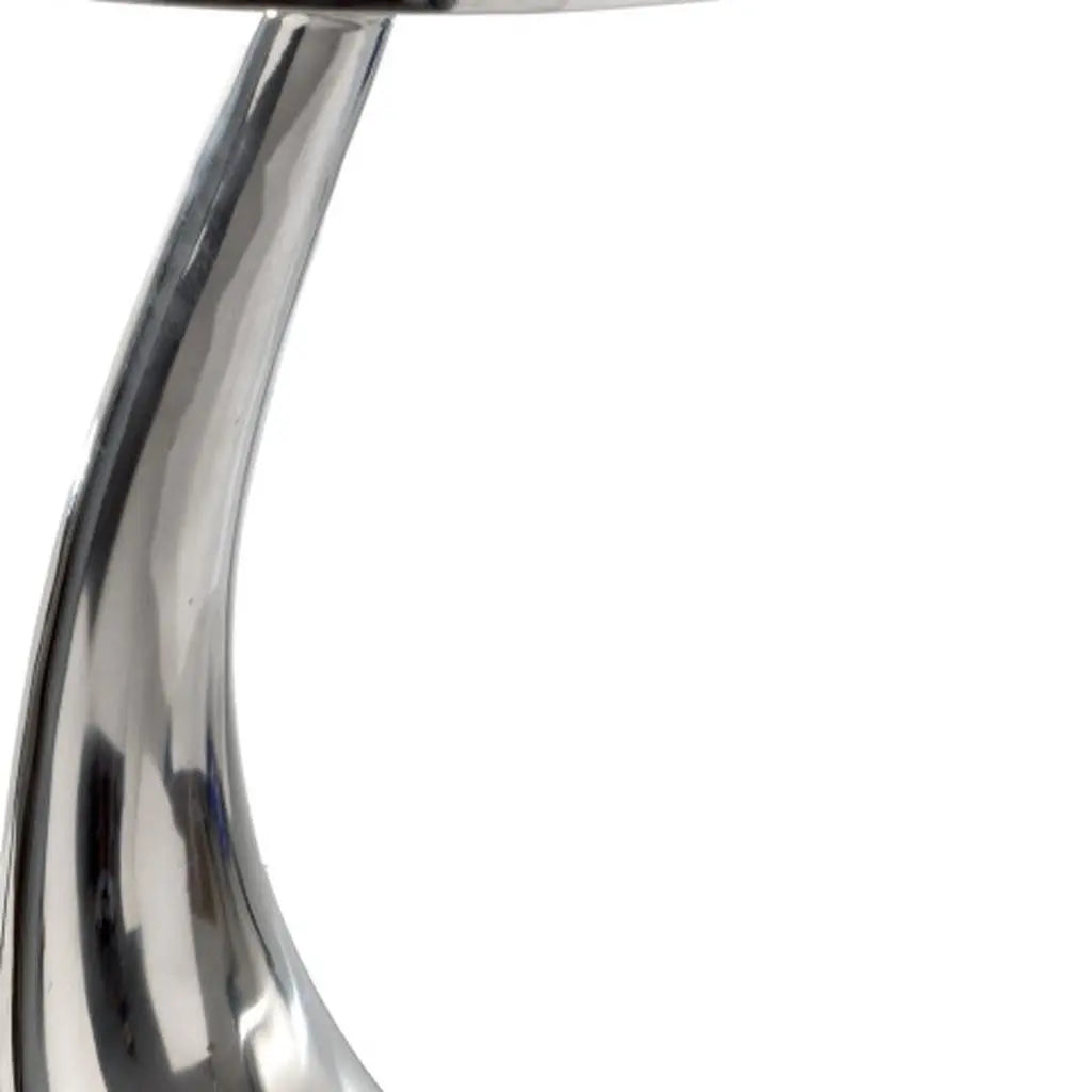 21" Silver And Black Aluminum And Granite Round Abstract End Table Homeroots Living Room