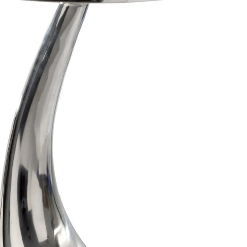 21" Silver And Black Aluminum And Granite Round Abstract End Table Homeroots Living Room