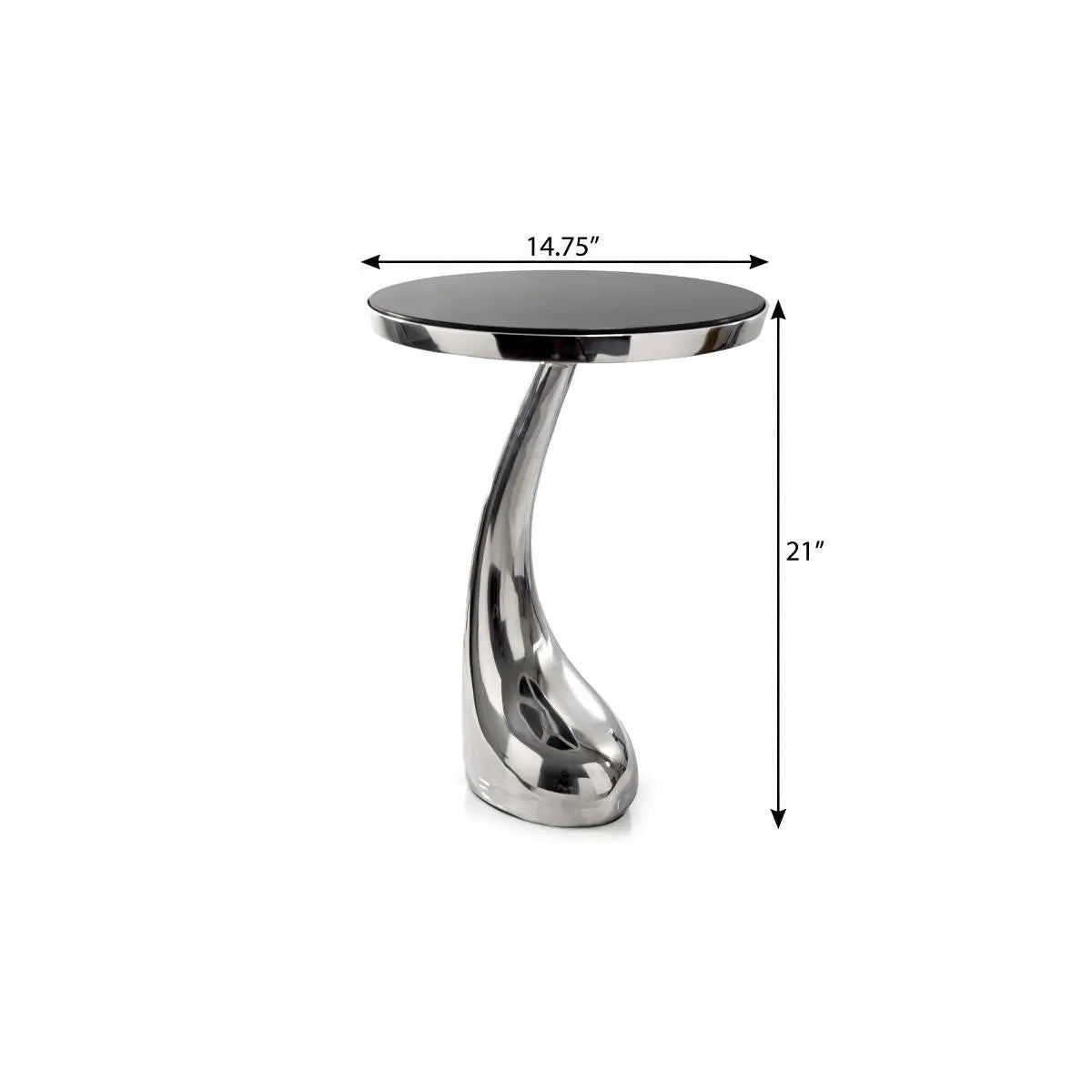 21" Silver And Black Aluminum And Granite Round Abstract End Table Homeroots Living Room