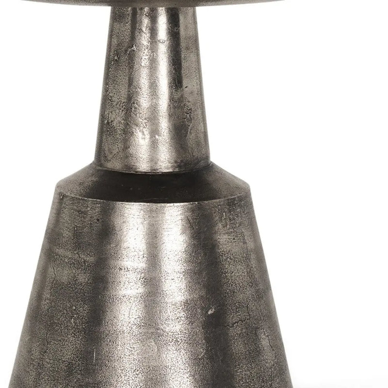 21" Silver Distressed Iron Round Pedestal End Table Homeroots Living Room