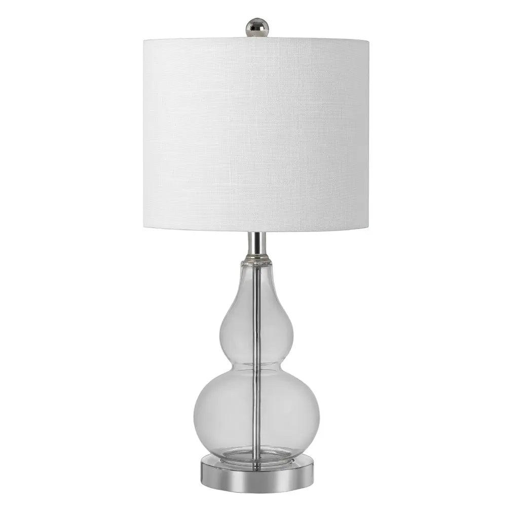 21" Silver Gourd Bedside Lamp With Drum Shade Homeroots Lighting