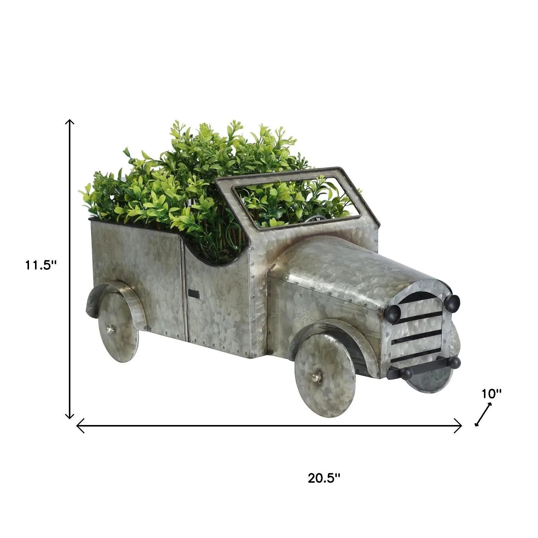 21" Silver Metal Flowers Hand Painted Truck Tabletop Sculpture - GreatEagleInc