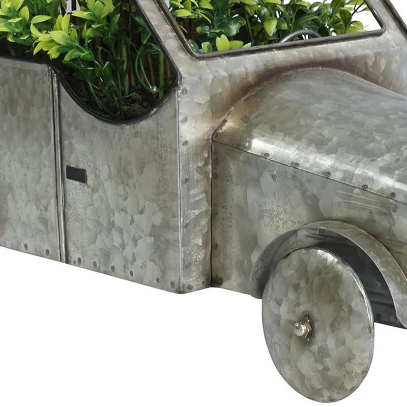 21" Silver Metal Flowers Hand Painted Truck Tabletop Sculpture - GreatEagleInc