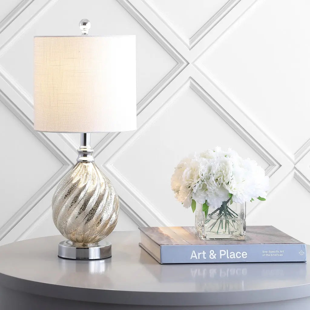 21" Silver Novelty Table Lamp With Globe Shade Homeroots Lighting