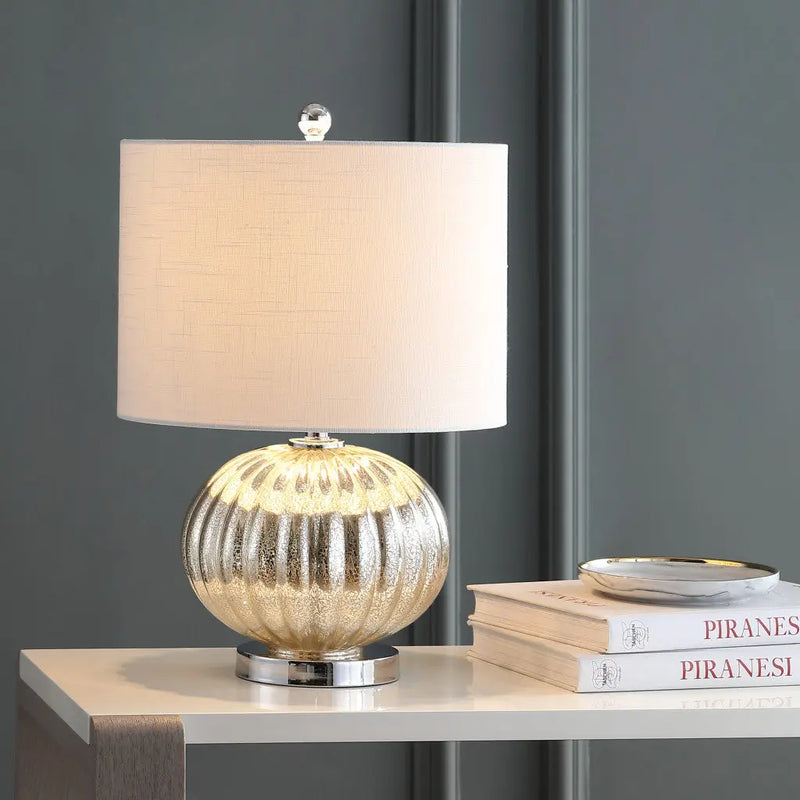 21" Silver Novelty Table Lamp With Globe Shade Homeroots Lighting