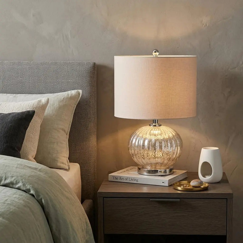 21" Silver Novelty Table Lamp With Globe Shade Homeroots Lighting