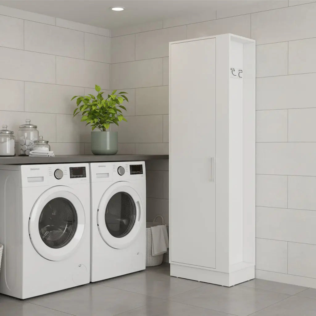 21" White Accent Cabinet With Six Shelves Homeroots Bed & Bath