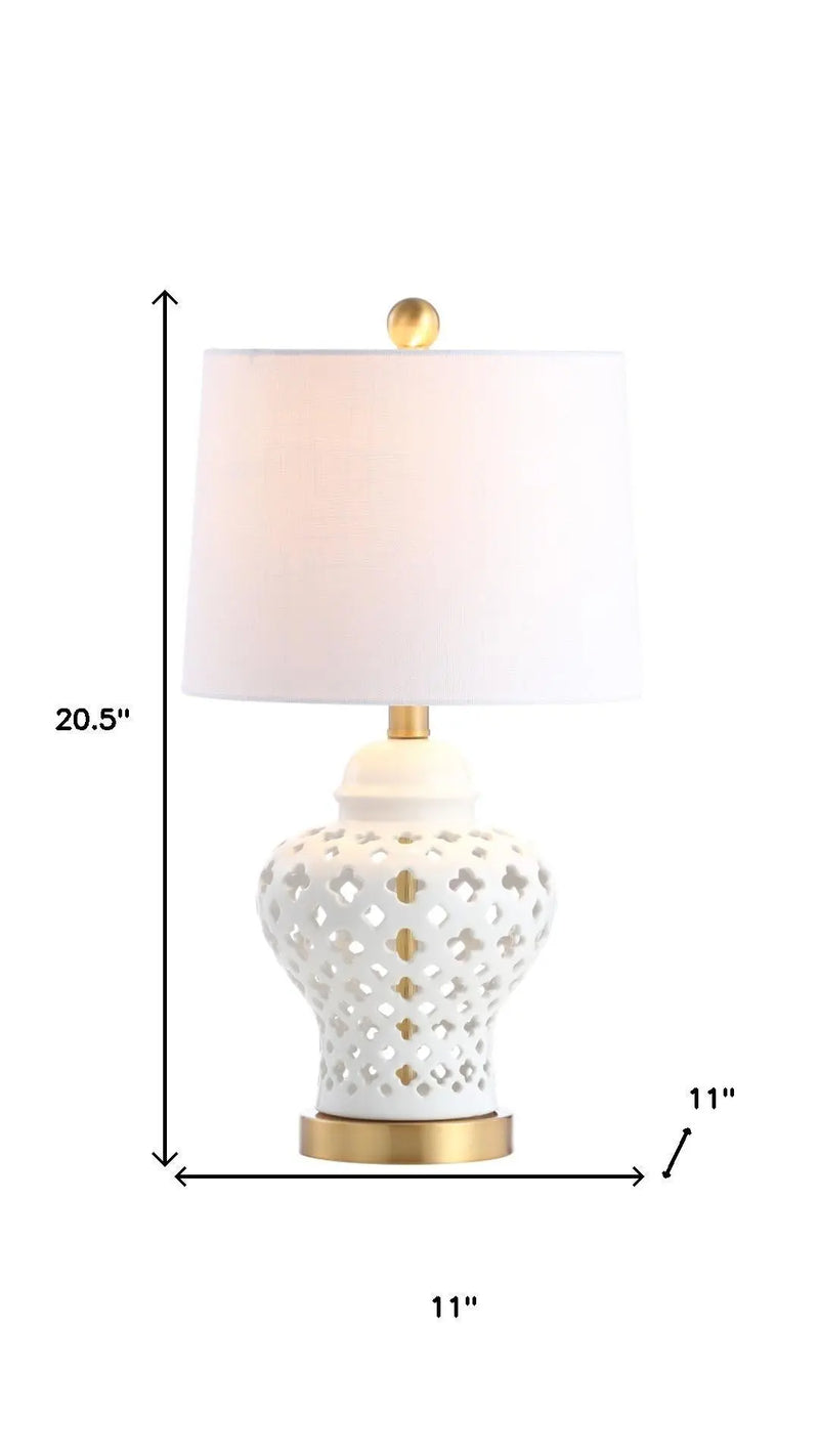 21" White And Gold Urn Table Lamp With Drum Shade Homeroots Lighting