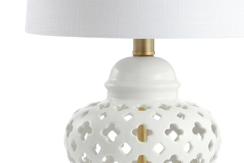 21" White And Gold Urn Table Lamp With Drum Shade Homeroots Lighting