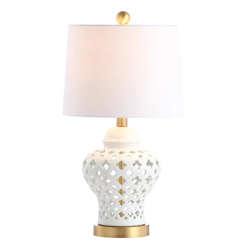 21" White And Gold Urn Table Lamp With Drum Shade Homeroots Lighting