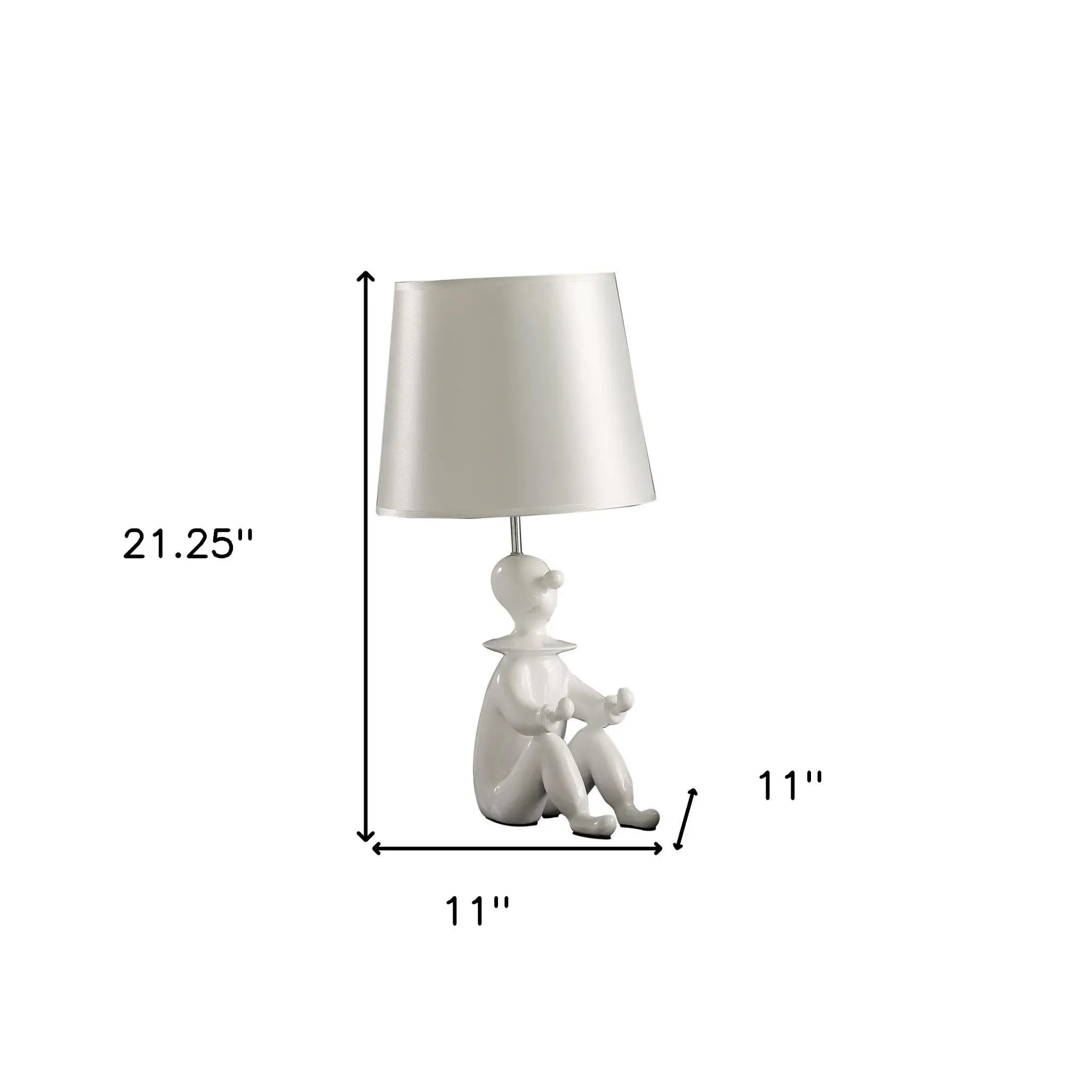 21" White Novelty Clown Table Lamp With White Empire Shade Homeroots Lighting