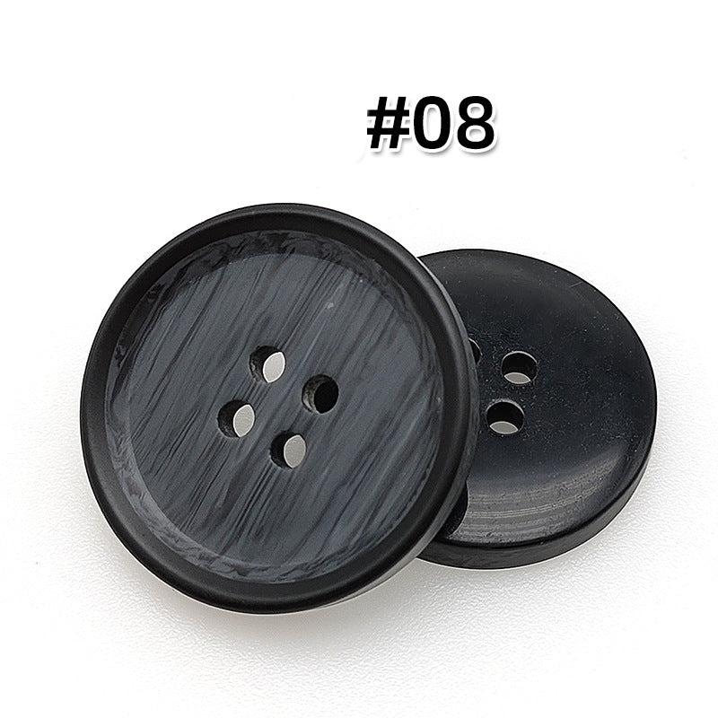 Four-Hole Mixed Flower Resin Button Wild Round Coat Button Suit Suit Wind Clothes Clothing Accessories Button 15mm #08