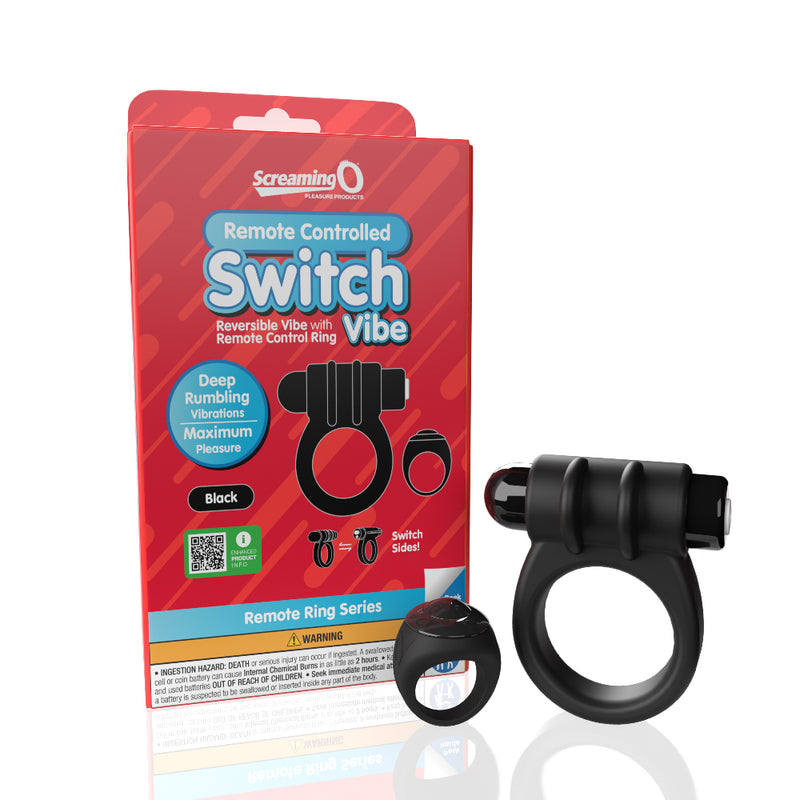 Screaming O Remote Controlled Switch Vibrating  Ring - Black - GreatEagleInc