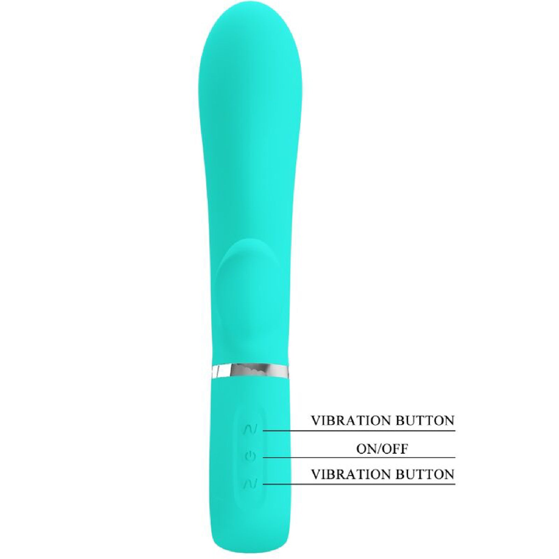 Thomas Super Soft Silicone Rabbit Vibrator -  Turquoise - GreatEagleInc