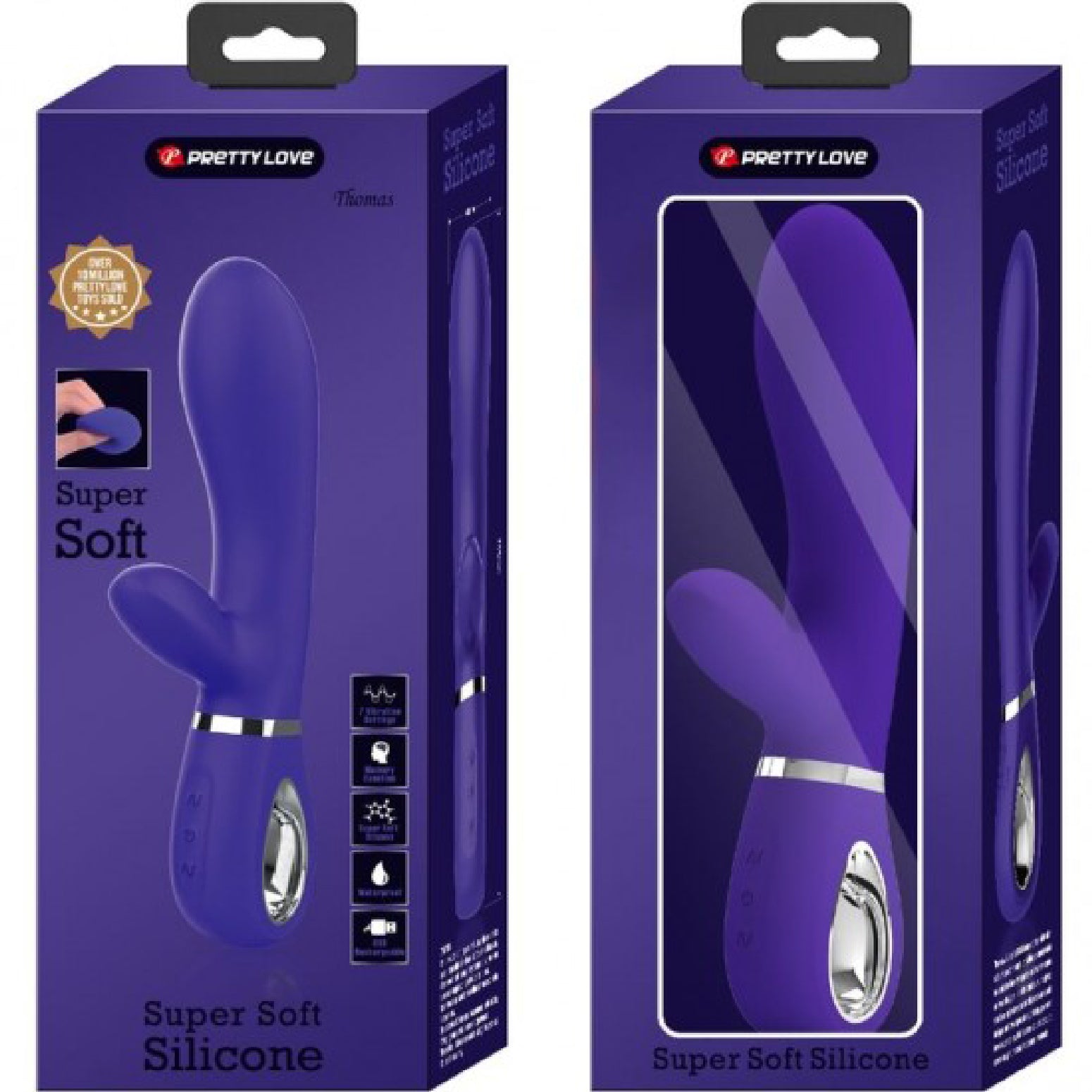 Thomas Super Soft Silicone Rabbit Vibrator -  Purple - GreatEagleInc
