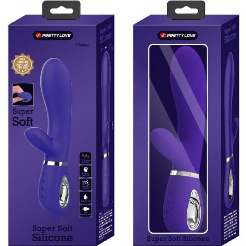 Thomas Super Soft Silicone Rabbit Vibrator -  Purple - GreatEagleInc