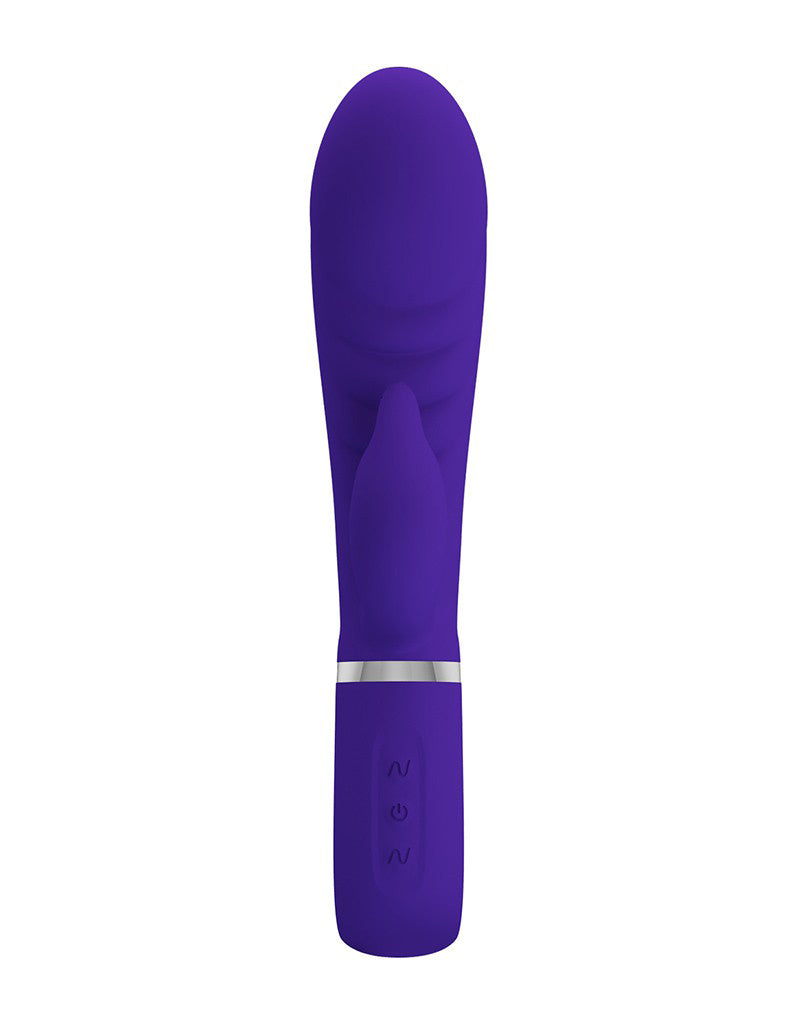 Prescott Super Soft Rabbit Silicone Vibrator -  Purple - GreatEagleInc