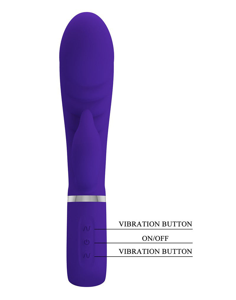 Prescott Super Soft Rabbit Silicone Vibrator -  Purple - GreatEagleInc