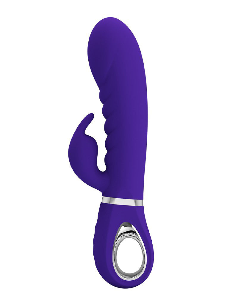 Prescott Super Soft Rabbit Silicone Vibrator -  Purple - GreatEagleInc