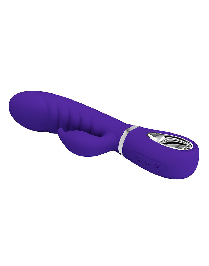 Prescott Super Soft Rabbit Silicone Vibrator -  Purple - GreatEagleInc