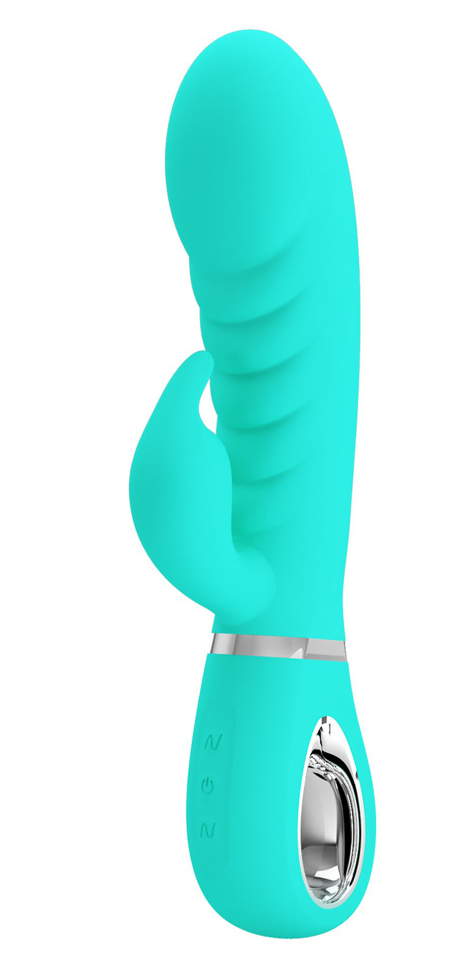 Prescott Super Soft Rabbit Silicone Vibrator -  Teal - GreatEagleInc