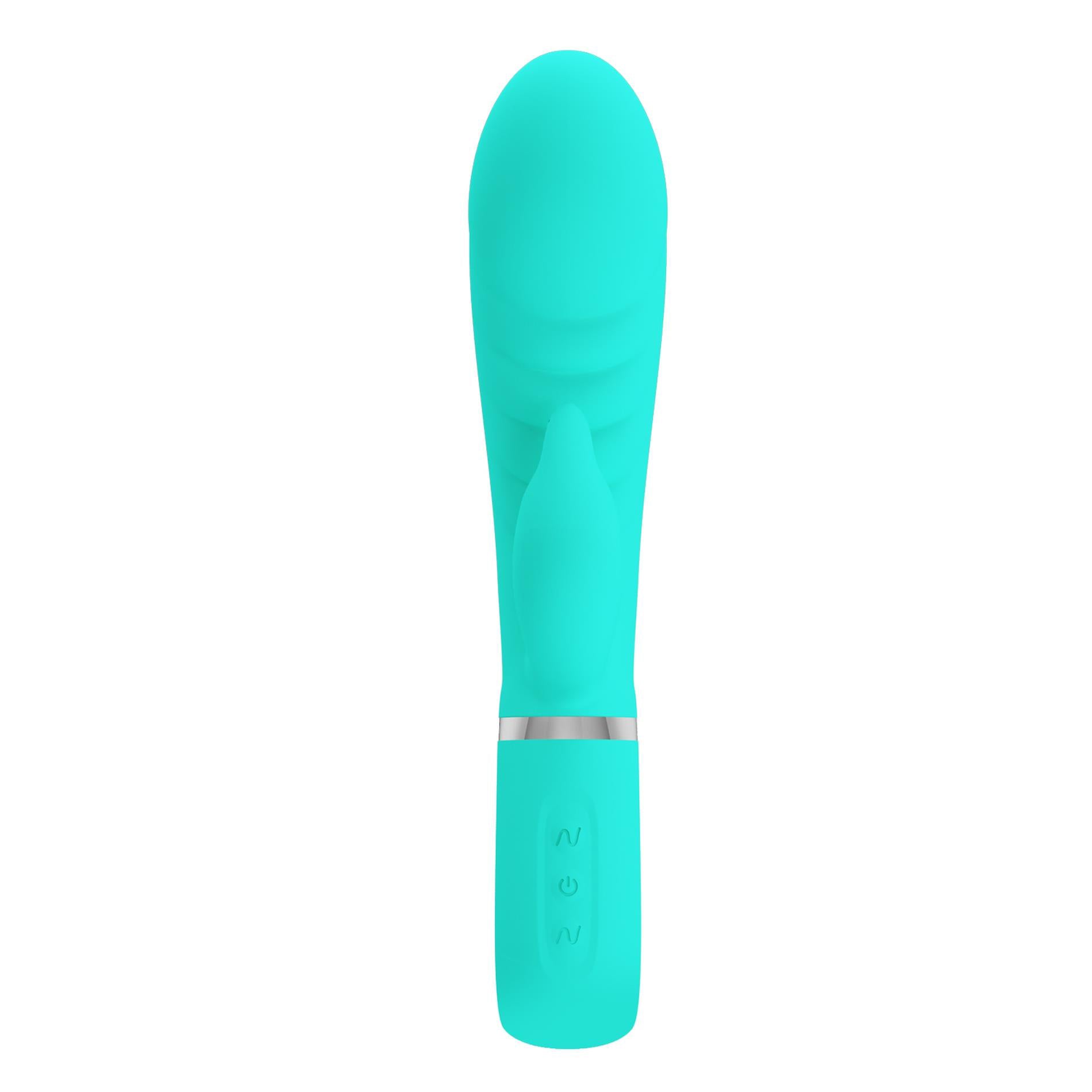 Prescott Super Soft Rabbit Silicone Vibrator -  Teal - GreatEagleInc