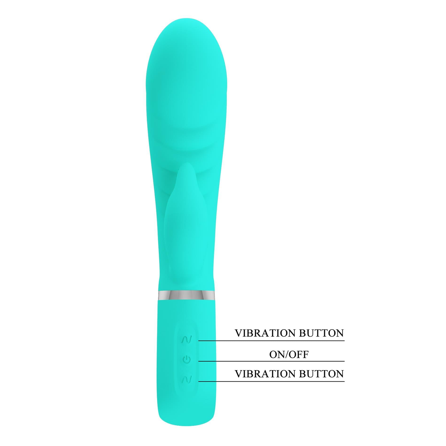Prescott Super Soft Rabbit Silicone Vibrator -  Teal - GreatEagleInc