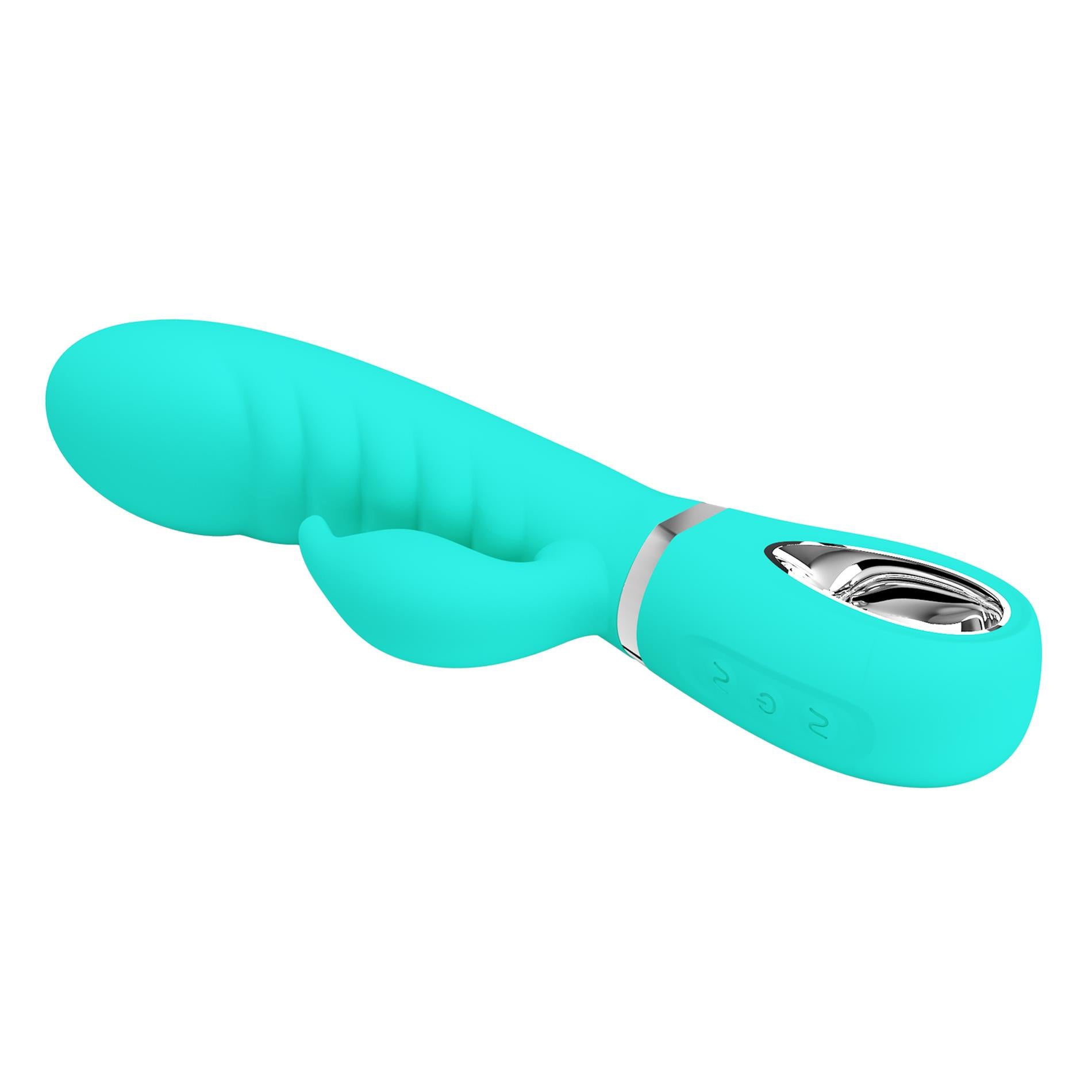 Prescott Super Soft Rabbit Silicone Vibrator -  Teal - GreatEagleInc