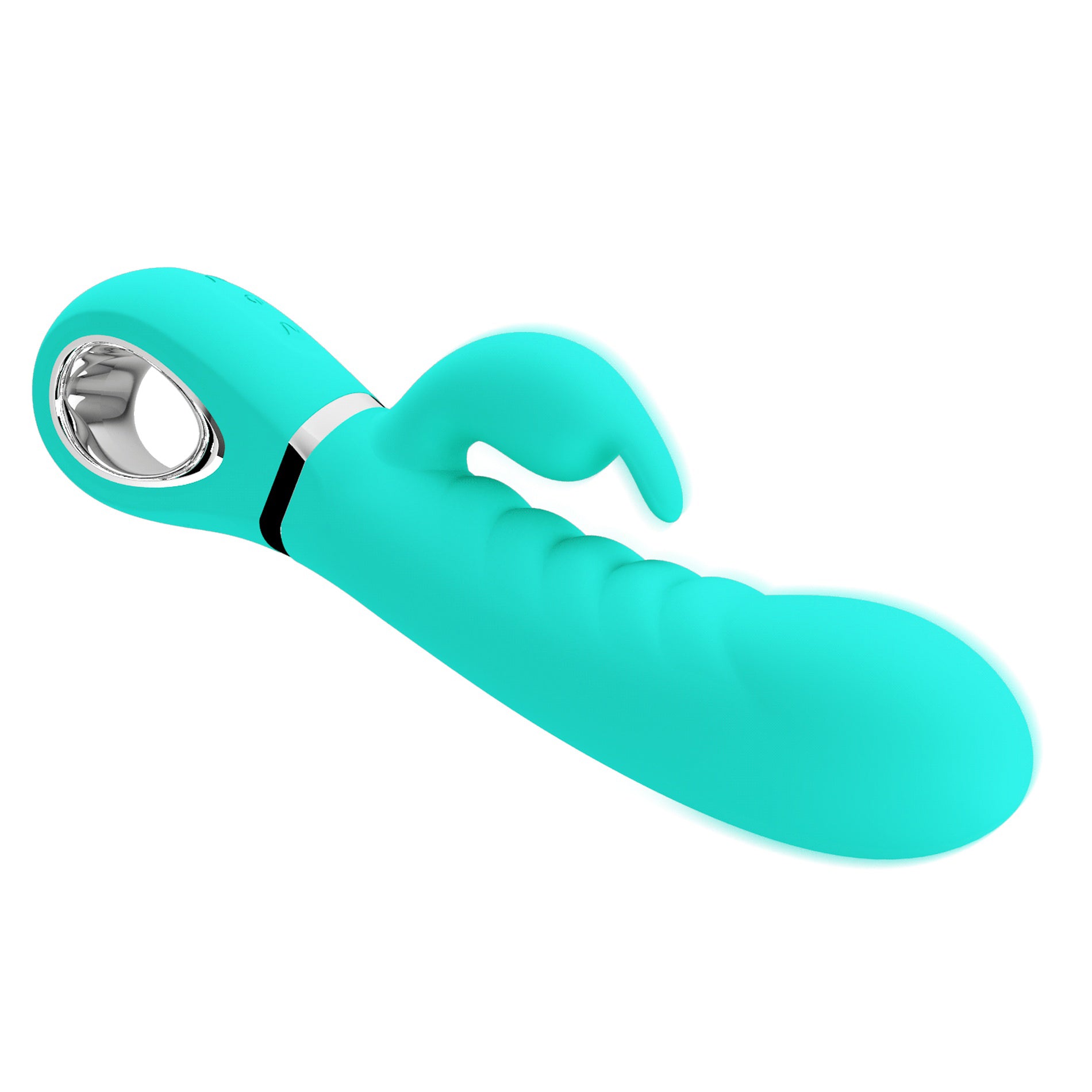 Prescott Super Soft Rabbit Silicone Vibrator -  Teal - GreatEagleInc