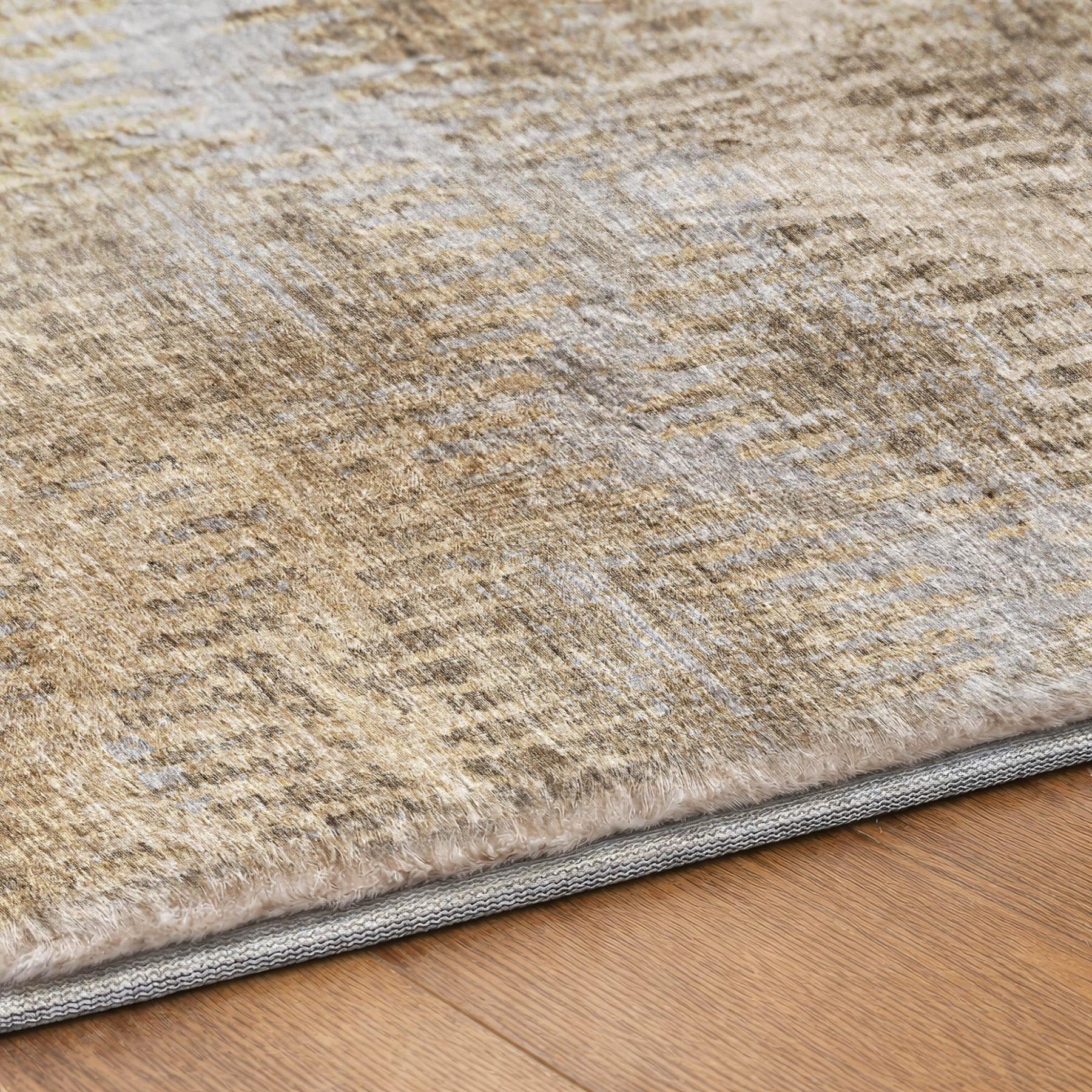 10' X 14' Gray And Brown Geometric Shag Washable Area Rug With UV Protection - Home & Garden