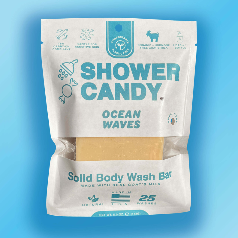 Goat milk body wash bar, Ocean Waves wrapped solid bar