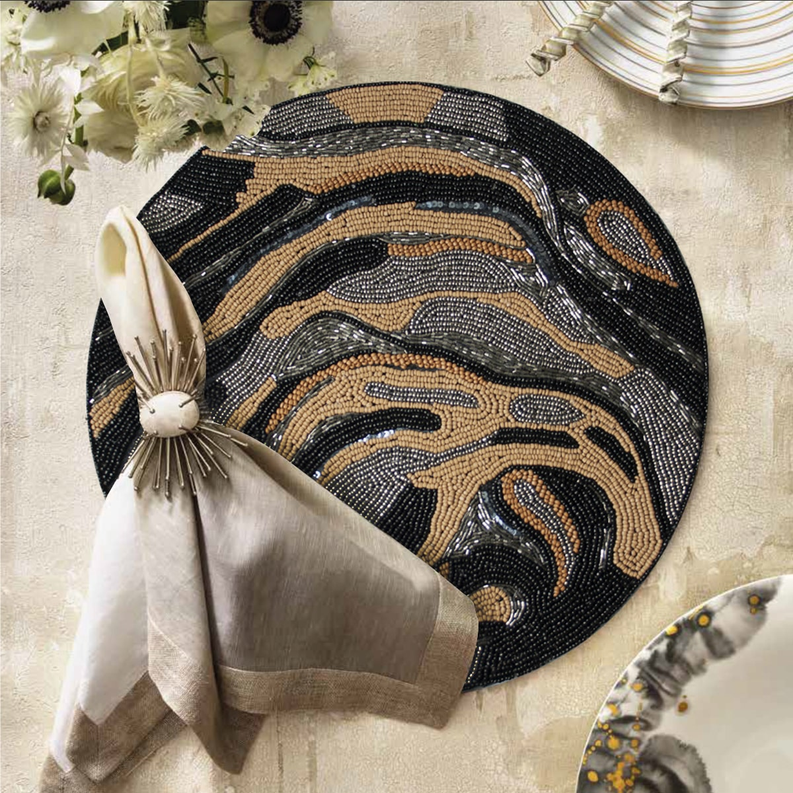 Elegant Beaded Placemats - Set of 2 / Cloyd - Home Decor