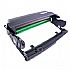 Black printer drum cartridge with built-in shutter and purple detail strip