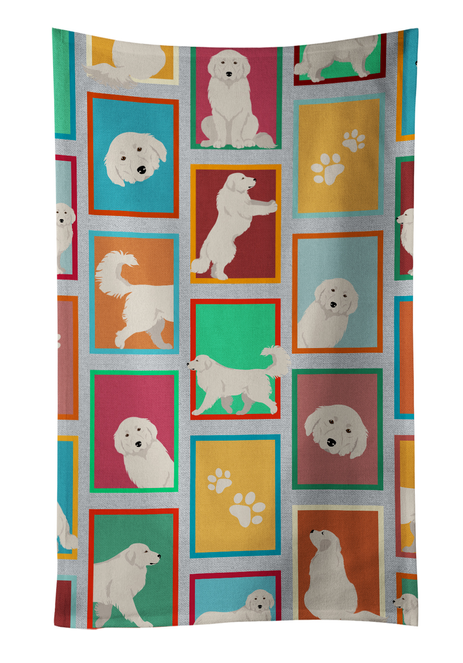 Sheltie-themed pair of pot holders with multicolor square dog print design