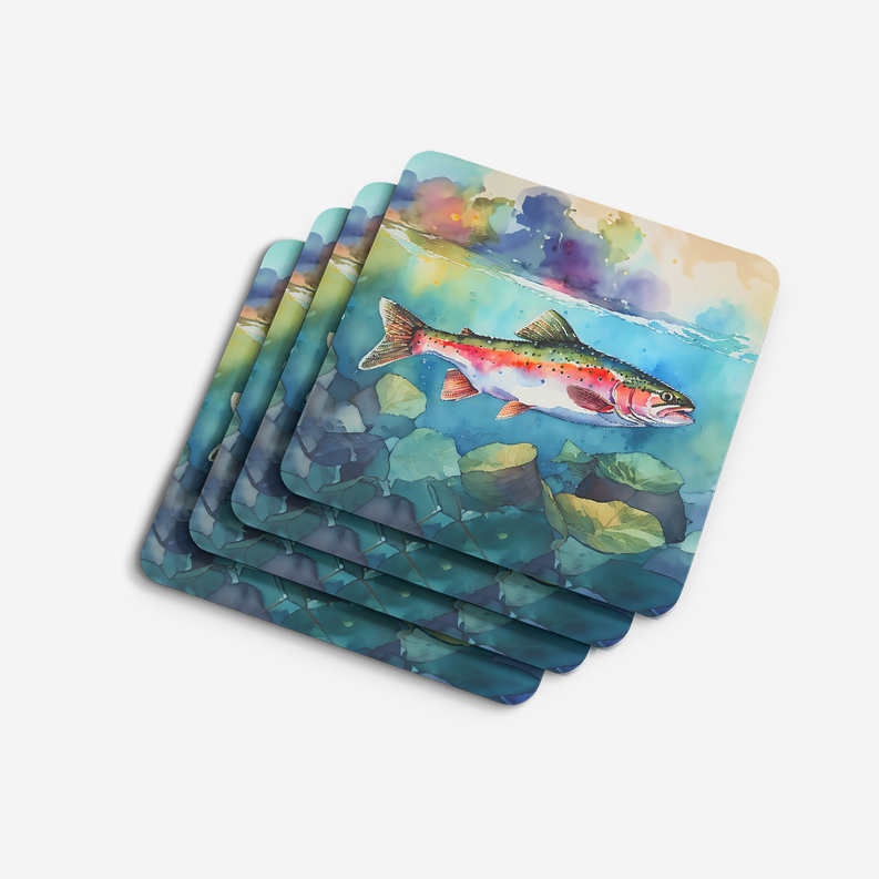 Sea fish graphic pot holder set of 2 stacked with watercolor artwork