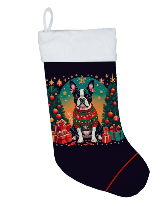 Christmas oven mitt with border terrier in festive sweater illustration