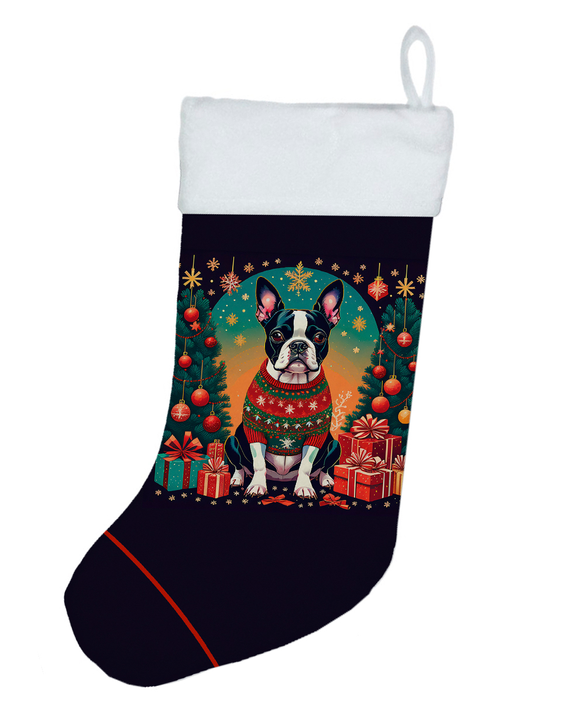 Christmas oven mitt with border terrier dog wearing holiday sweater illustration