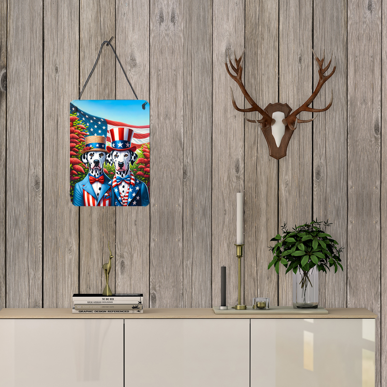 Dachshund wall hanging print, rectangular patriotic dogs and U.S. flag design