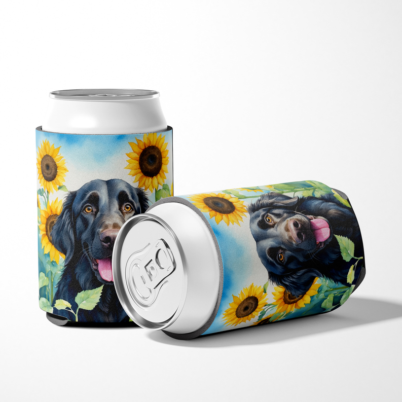 Pair of pot holders with blue fox terrier and sunflower prints