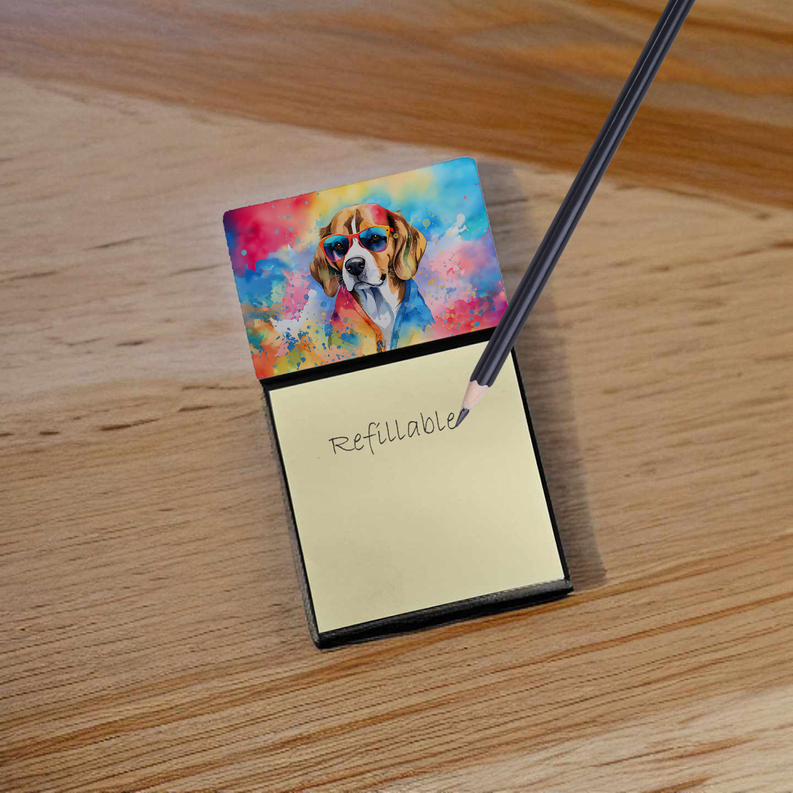 Pair of note pads with colorful dog portrait cover and blank back